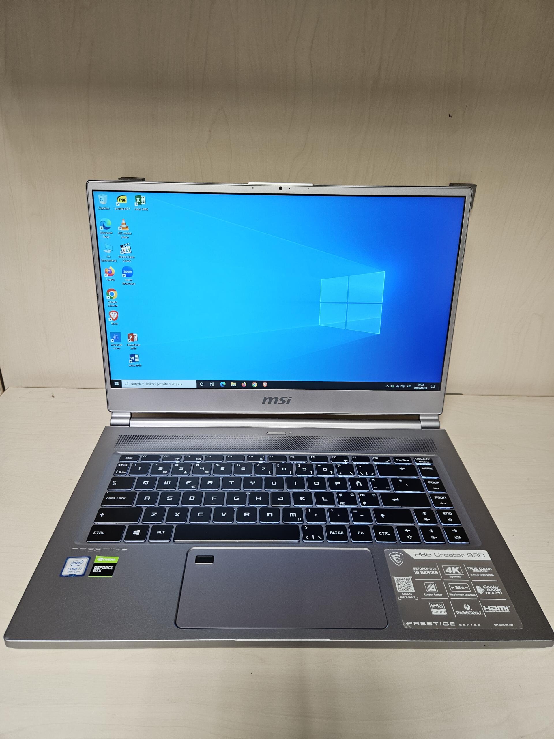 MSI Prestige P65 Creator | 15.6" FHD IPS | i7-9750H | 8GB | SSD 256 GB | GTX 1660 Ti Max-Q 6 GB