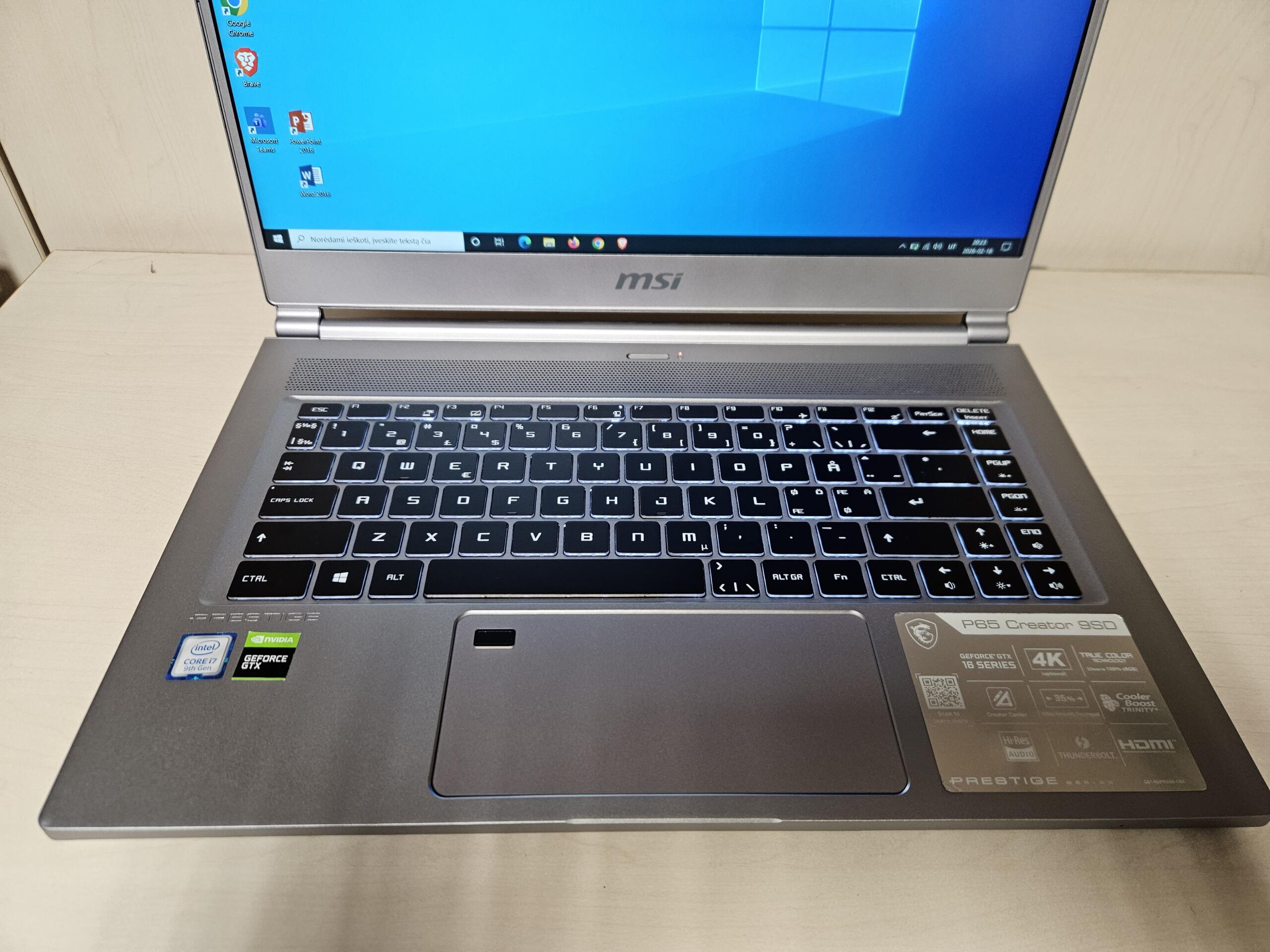 MSI Prestige P65 Creator | 15.6" FHD IPS | i7-9750H | 8GB | SSD 256 GB | GTX 1660 Ti Max-Q 6 GB - Image 2