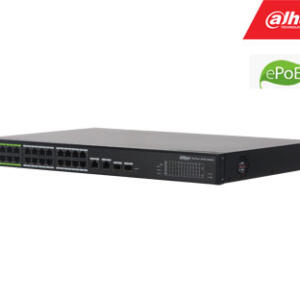 ePoE šakotuvas 100Mbps 24portu+2G uplink + 2SFP, ePoE iki 800m, Hi-PoE