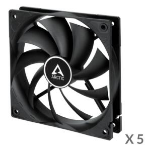 ARCTIC F12 PWM korpuso ventiliatoriai, 4-pin, 120mm, juodi, 5 vnt.