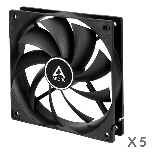 ARCTIC F12 PWM korpuso ventiliatoriai, 4-pin, 120mm, juodi, 5 vnt.