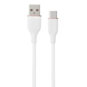 Silikoninis kabelis USB Type-A - Type-C (baltas, 2m)