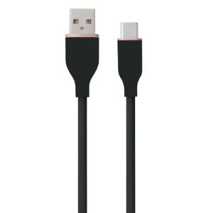 Silikoninis kabelis USB Type-A - Type-C (juodas, 2m)