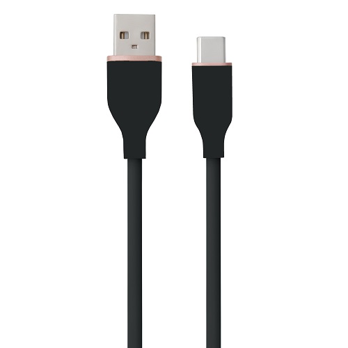 Silikoninis kabelis USB Type-A - Type-C (juodas, 2m)