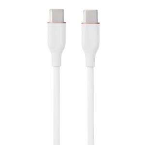 Silikoninis kabelis USB Type-C - Type-C, 60W (baltas, 1m)