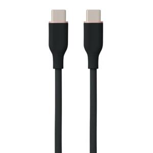 Silikoninis kabelis USB Type-C - Type-C, 100W (juodas, 2m)