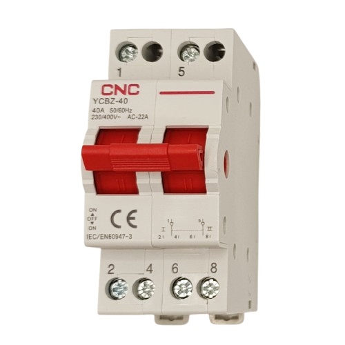 Modulinis perjungiklis CNC YCBZ-40, 2P, 40A, 1-0-2