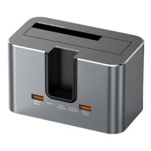 Dviejų diskų Docking Station M.2 SATA/ NVME, 2.5"/3.5" SSD/HDD, 2x USB-A, USB-C