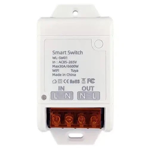 TUYA išmanusis 1 kanalo jungiklis, Wi-Fi, 30A, AC 100-240V, 6600W