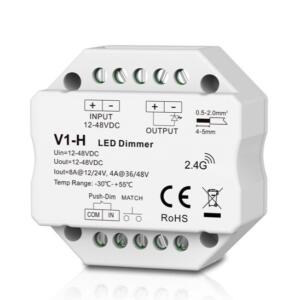 V1-H nuolatinės įtampos valdiklis 12-48V, 1x 8A, Push-Dimm
