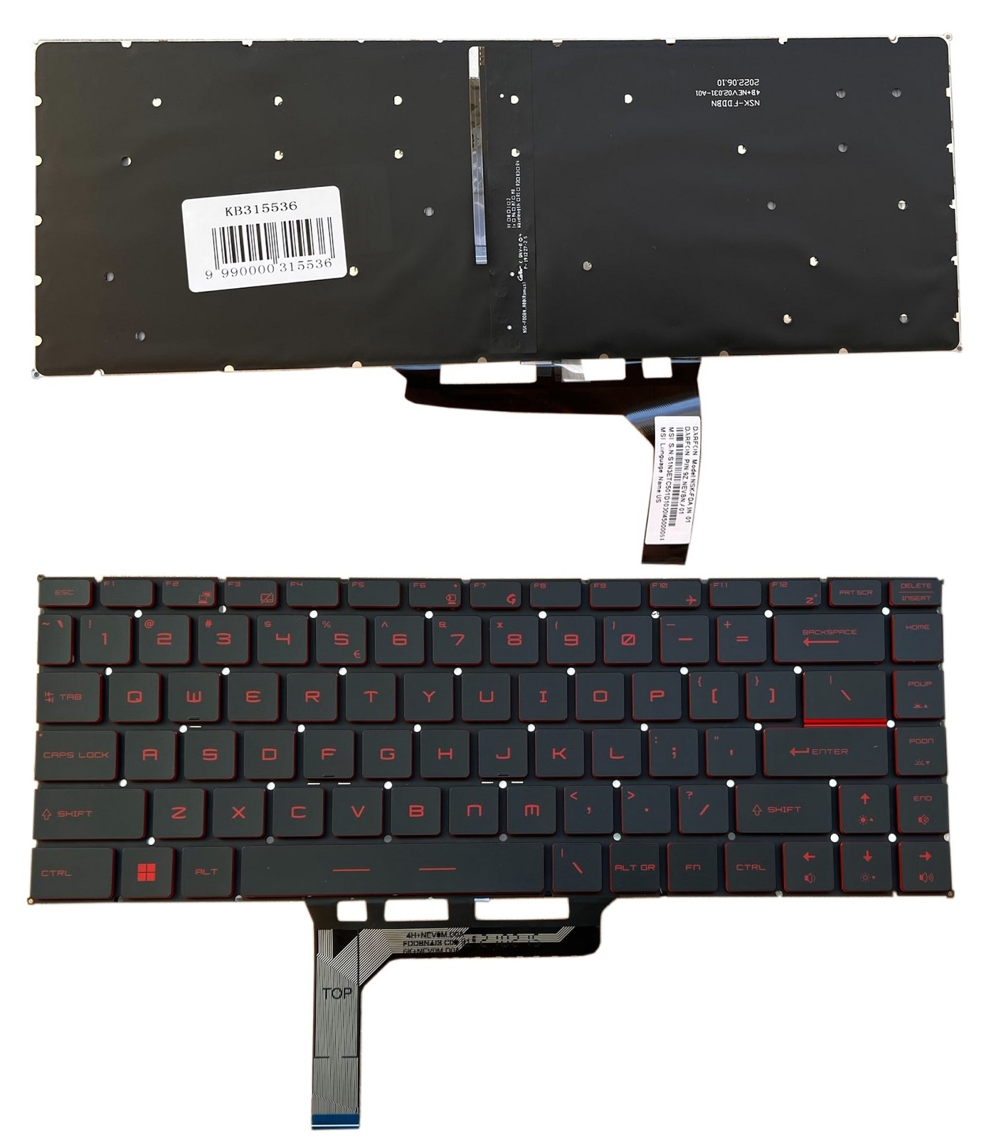 Klaviatūra MSI GF63, su raudonu pašvietimu (US)