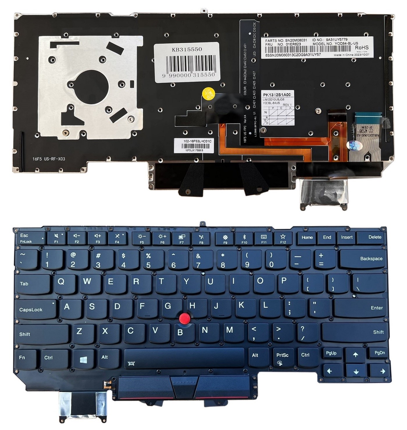 Klaviatūra LENOVO X1 Carbon Gen 6, su pašvietimu, su trackpoint, US