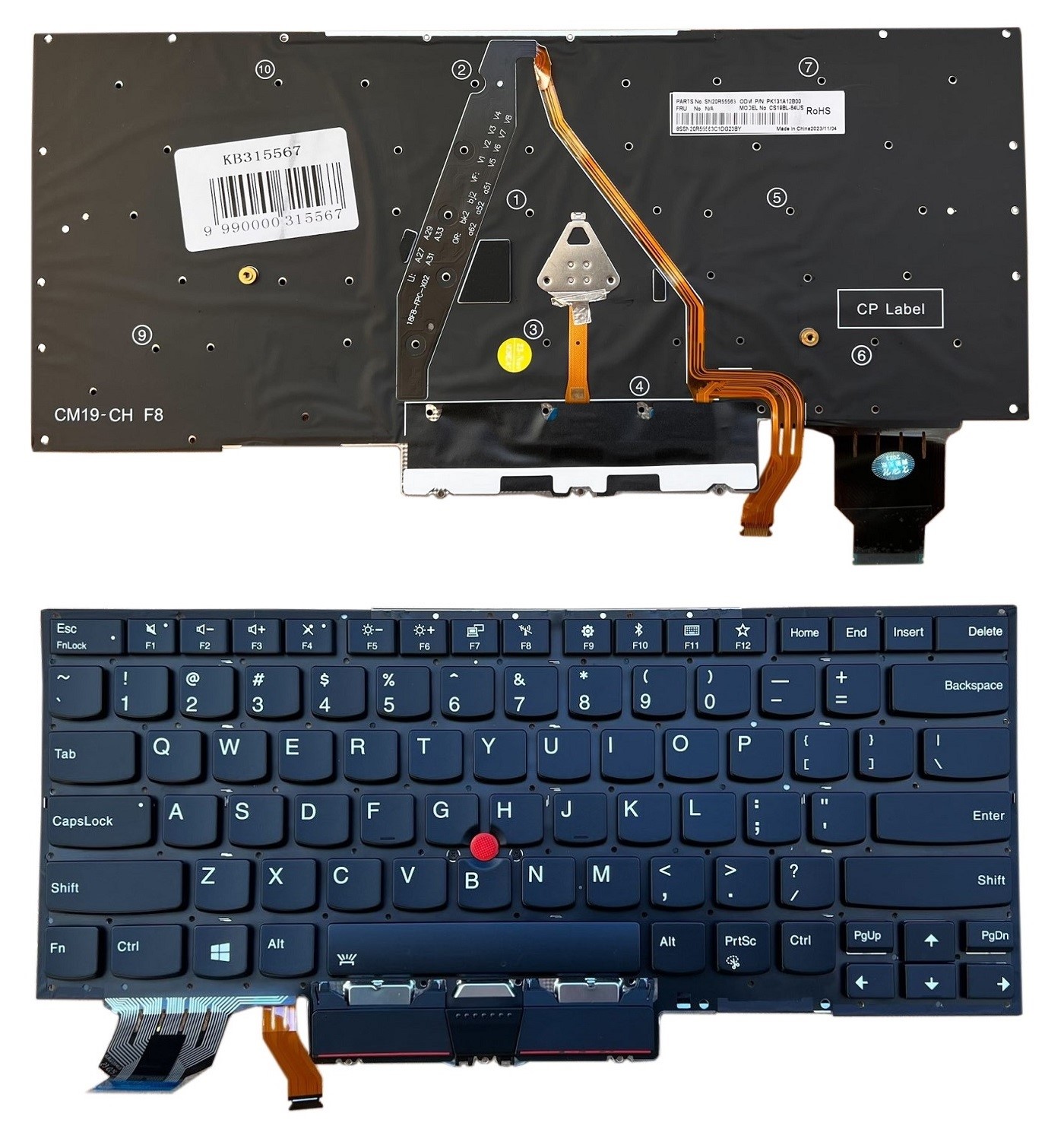 Klaviatūra LENOVO X1 Carbon Gen 7, su pašvietimu, su trackpoint, US
