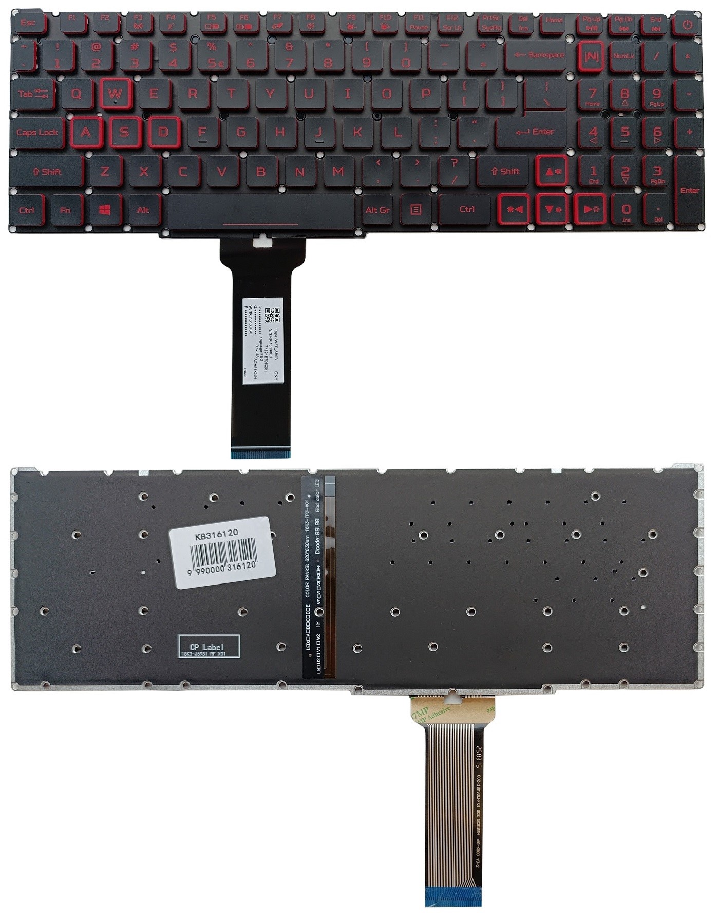 Klaviatūra ACER: Nitro 5 Gaming AN515-54, AN515-55, AN715-51, su pašvietimu