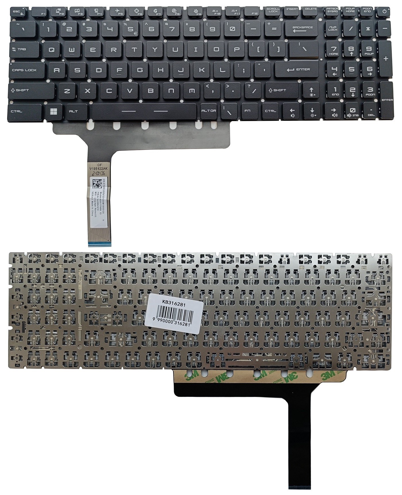 Klaviatūra MSI: GP76, GS76, GE76, be pašvietimo, US
