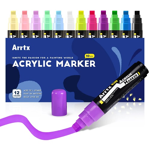 Akriliniai markeriai - flomasteriai ARRTX, 12 spalvų