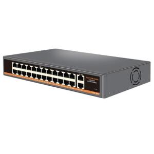 PoE šakotuvas 100Mbps 24portų +2G uplink