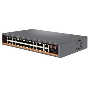 PoE šakotuvas 100Mbps 18portų +1000Mbps 6 portų + 2G uplink + 1G SFP